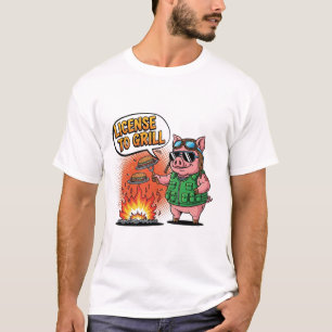Licentie voor Grill Funny BBQ Pig T-shirt