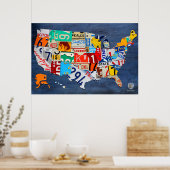 Licentiekaart Bord van de Verenigde Staten op blau Poster (Keuken)