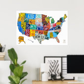 Licentiekaart Bord van de Verenigde Staten op Whit Poster (Thuiskantoor)