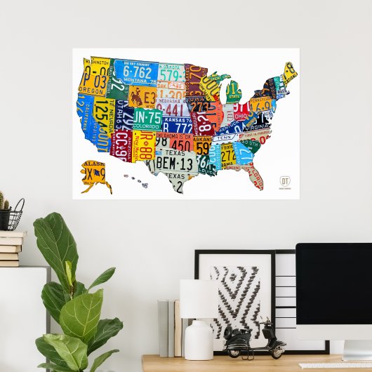 Licentiekaart Bord van de Verenigde Staten op Whit Poster (Thuiskantoor)