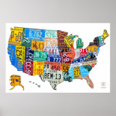 Licentiekaart Bord van de Verenigde Staten op Whit Poster (Voorkant)