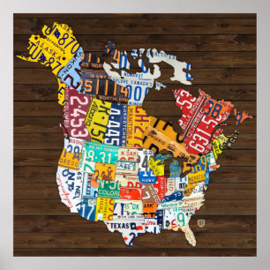 Licentiekaart voor het Bord van Noord-Amerika - Ca Poster