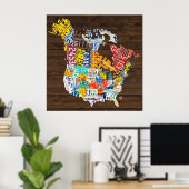 Licentiekaart voor het Bord van Noord-Amerika - Ca Poster (Thuiskantoor)