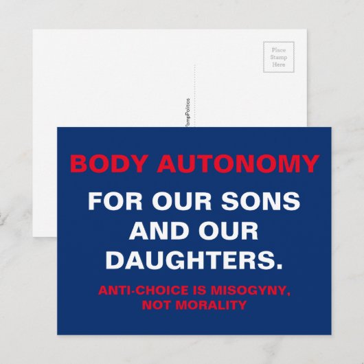 Lichaam Autonomie voor Zonen en Dochters Briefkaart (Voorkant / Achterkant)