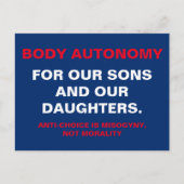 Lichaam Autonomie voor Zonen en Dochters Briefkaart (Voorkant)