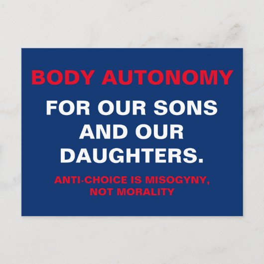 Lichaam Autonomie voor Zonen en Dochters Briefkaart (Voorkant)