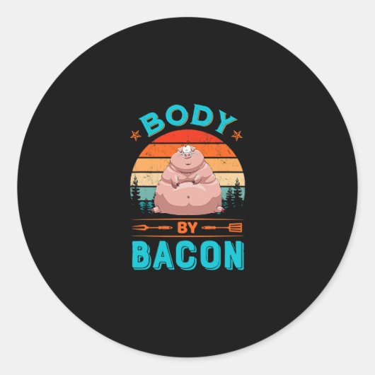 Lichaam Bacon Fat Pig Funny Cute  Ronde Sticker (Voorkant)
