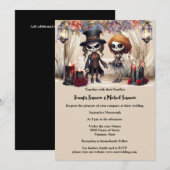 Lichaam bruid bruidegom skelet paar gothic bruilof kaart (Voorkant / Achterkant)