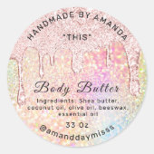 Lichaam Cosmetica Verpakking Roos Drips Holograaf Ronde Sticker (Voorkant)