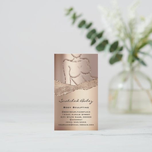 Lichaam die Logo QR Code Roos Glitter Wax SPA bere Visitekaartje (Staand voorkant)