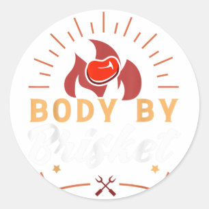 Lichaam door Brisket Funny BBQ Roker Barbecue Gift Ronde Sticker