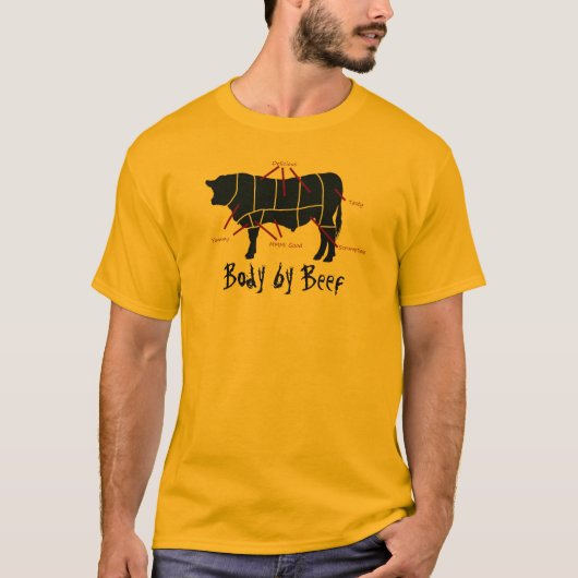Lichaam door rundvlees! Funny Beef Cuts Butcher Ch T-shirt (Voorkant)