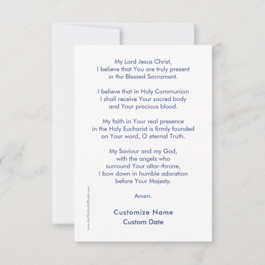 Lichaam en bloed, Eucharistisch gebedenkaartje (Achterkant)