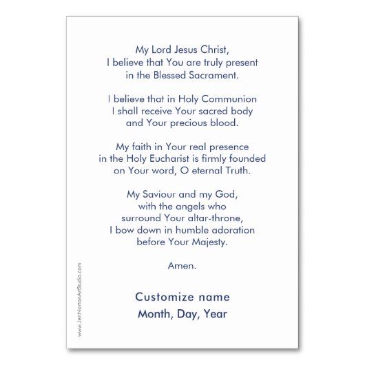 Lichaam en bloed, Eucharistisch gebedenkaartje Kaart (Achterkant)