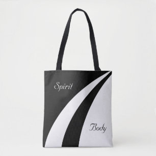 Lichaam & Geest op Abstract Zwart & Witte Golven Tote Bag