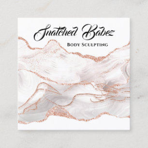 Lichaam Logo Massage Sculpting Marble Roos QRCODE  Vierkante Visitekaartje