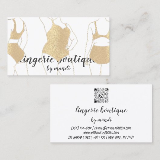 Lichaam Logo QRCode Bikini Onderkleding Winkel Gol Visitekaartje (Voorkant / Achterkant)