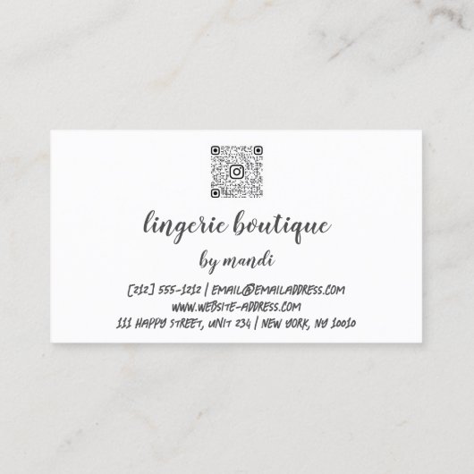 Lichaam Logo QRCode Bikini Onderkleding Winkel Gol Visitekaartje (Achterkant)