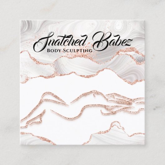 Lichaam Logo Sculpting Marble Roos Glitter QRCODE Vierkante Visitekaartje (Voorkant)