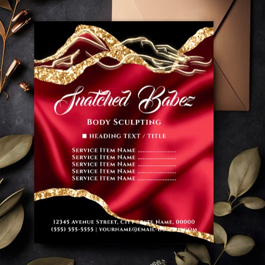 Lichaam Massagesculpting Logo Goud Prijslijst Flyer