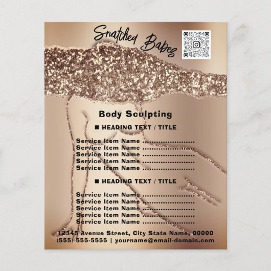 Lichaam Sculpting Beauty Hair Salon QR LOGO Glitte Flyer (Voorkant)