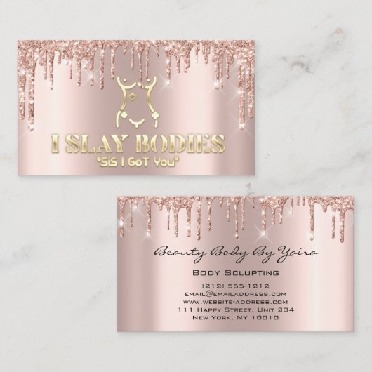 Lichaam Sculpting Beauty Logo Glitter Gold Logo Visitekaartje (Voorkant / Achterkant)