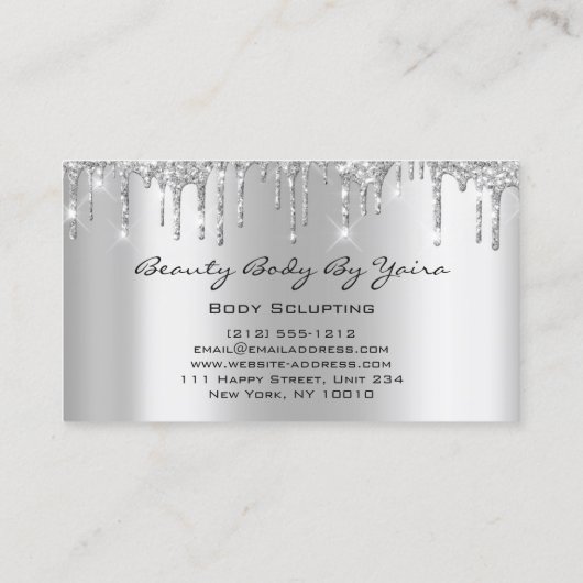 Lichaam Sculpting Beauty Logo Glitter Grey Visitekaartje (Achterkant)