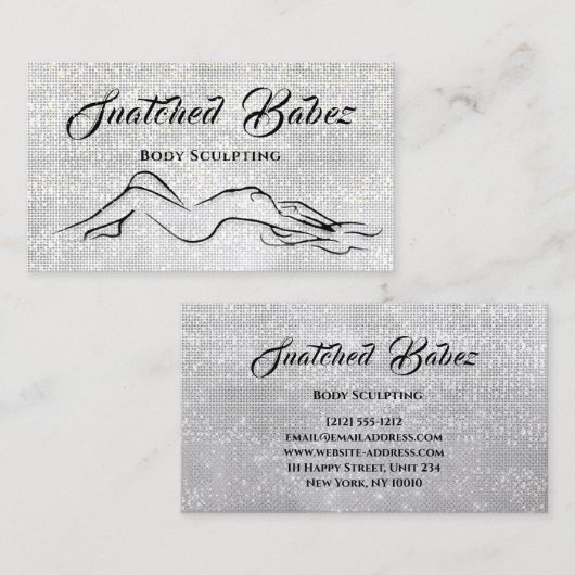 Lichaam Sculpting Beauty Logo Massage Silver Grey Visitekaartje (Voorkant / Achterkant)