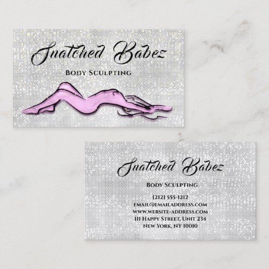 Lichaam Sculpting Beauty Logo Massage Silver Pink Visitekaartje (Voorkant / Achterkant)
