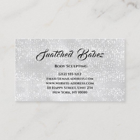 Lichaam Sculpting Beauty Logo Massage Silver White Visitekaartje (Achterkant)