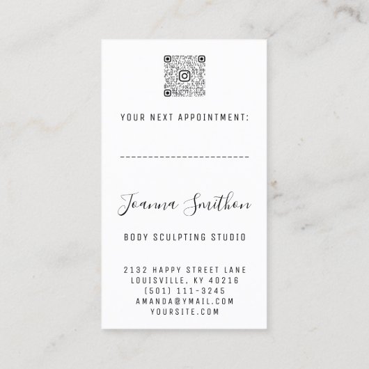 Lichaam Sculpting QR Code Logo Black Skinny Gold Visitekaartje (Achterkant)