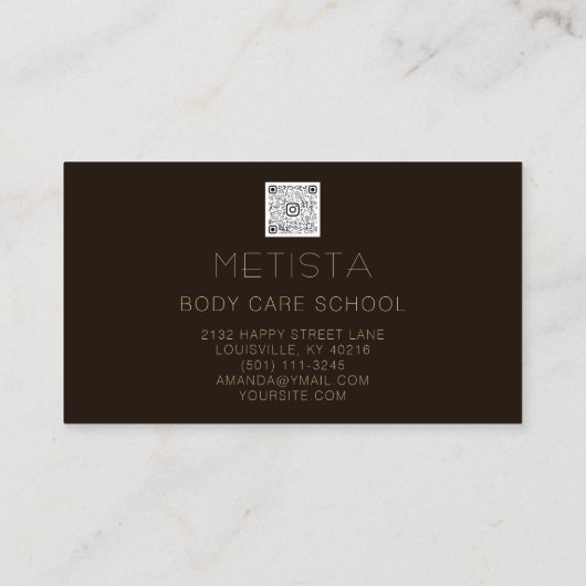 Lichaam Sculpting QR Code Logo Black Skinny Visitekaartje (Achterkant)