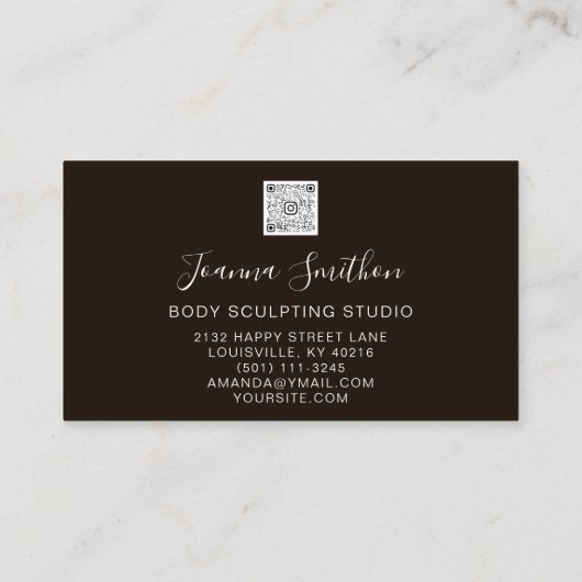 Lichaam Sculpting QR Code Logo Zwart wit Roos Visitekaartje (Achterkant)