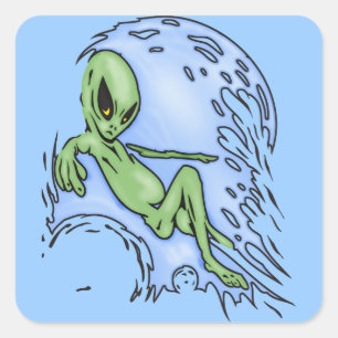 Lichaam Surfen Alien Vierkante Sticker