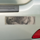 Lichaam van een Man dat de schedel vasthoudt (door Bumpersticker (Op auto)