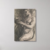 Lichaam van een Man dat de schedel vasthoudt (door Canvas Afdruk (Voorkant)