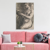 Lichaam van een Man dat de schedel vasthoudt (door Canvas Afdruk (Insitu (Woonkamer))