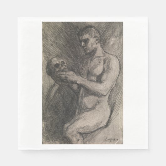 Lichaam van een Man dat de schedel vasthoudt (door Servet (Voorkant)