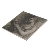 Lichaam van een Man dat de schedel vasthoudt (door Tegeltje (Zijkant)