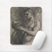 Lichaam van een man die een schedel vasthoudt (doo muismat (Met muis)