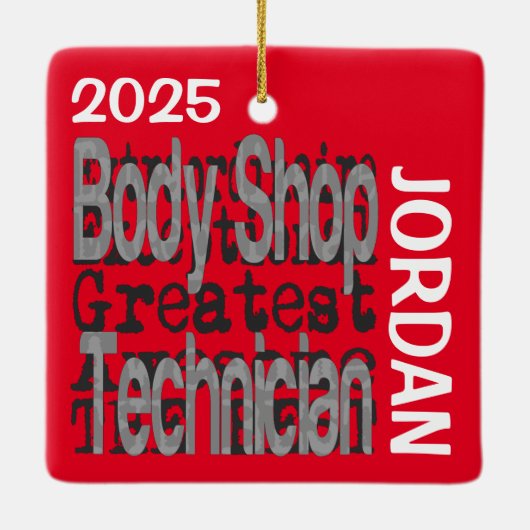 Lichaam Winkeltechnicus Extraordinaire CUSTOM Keramisch Ornament (Achterkant)