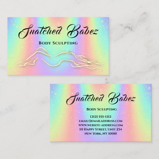 Lichaamsbedekking Beauty Logo Massage Spa Blu Holo Visitekaartje (Voorkant / Achterkant)