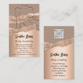Lichaamsbedekking Cosmetica Logo QR Code Roos Glam Visitekaartje (Voorkant / Achterkant)