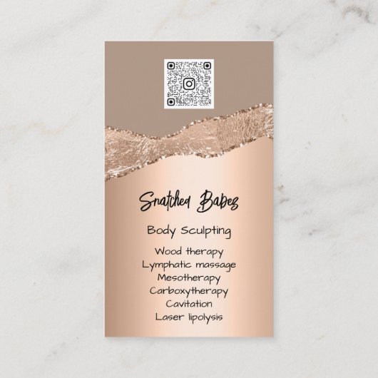 Lichaamsbedekking Cosmetica Logo QR Code Roos Glam Visitekaartje (Achterkant)