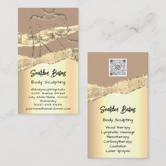 Lichaamsbedekking Cosmetica Logo QR Code Roos Gold Visitekaartje (Voorkant / Achterkant)