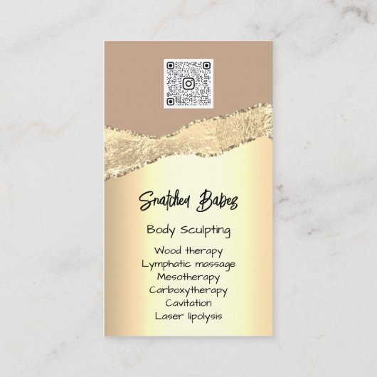 Lichaamsbedekking Cosmetica Logo QR Code Roos Gold Visitekaartje (Achterkant)