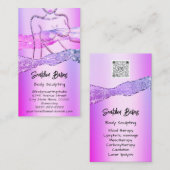 Lichaamsbedekking Cosmetica Logo QR Roze Glitter L Visitekaartje (Voorkant / Achterkant)