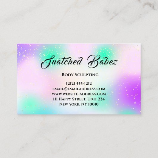 Lichaamsbedekking schoonheidsplak Logo Roze Paars Visitekaartje (Achterkant)