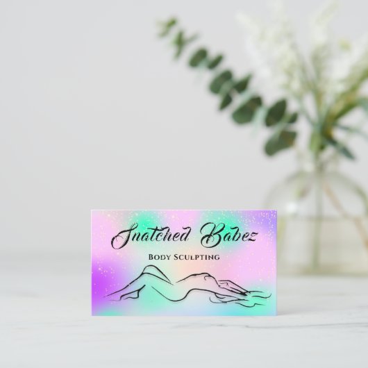 Lichaamsbedekking schoonheidsplak Logo Roze Paars Visitekaartje (Staand voorkant)