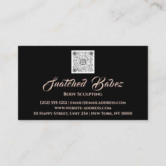Lichaamsbedekking van het bloedbad QRCODE Black va Visitekaartje (Achterkant)